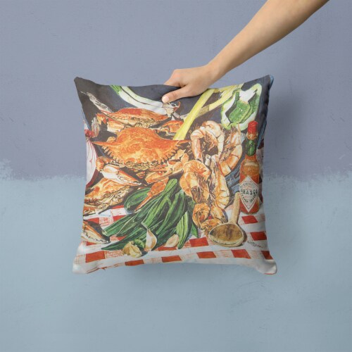 Carolines Treasures 8537PW1414 Crab Boil Fabric Decorative Pillow Perspective: back