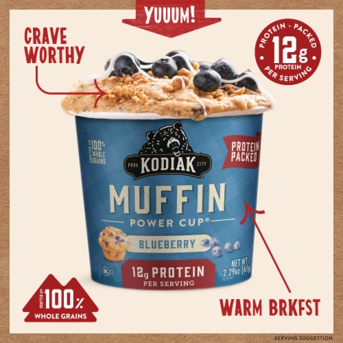 Kodiak Protein-Packed Blueberry Muffin Power Cup with 12g Protein Perspective: back