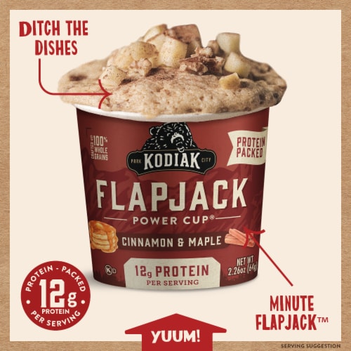 Kodiak Protein-Packed Cinnamon and Maple Pancake Power Cup with 12g Protein Perspective: back