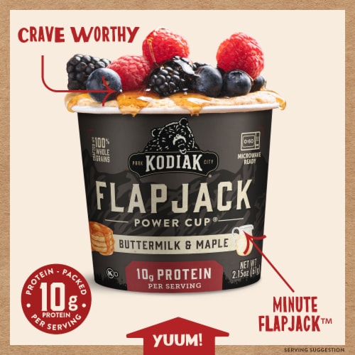 Kodiak Protein-Packed Buttermilk and Maple Pancake Power Cup with 10g Protein Perspective: back