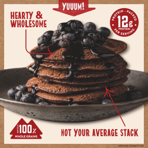 Kodiak Protein-Packed Dark Chocolate Power Cakes Pancake and Waffle Mix with 12g Protein Perspective: back