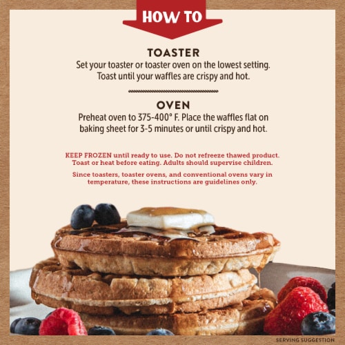 Kodiak Protein-Packed Buttermilk & Vanilla Frozen Power Waffles with 12g Protein Perspective: back
