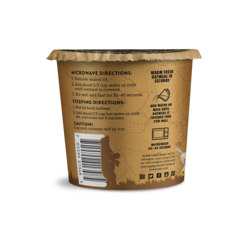Kodiak Cakes Peanut Butter Chocolate Chip Oatmeal Power Cup Perspective: back
