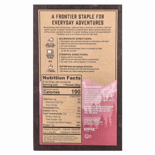 Kodiak Cakes Protein Packed Strawberries & Cream Oatmeal Perspective: back