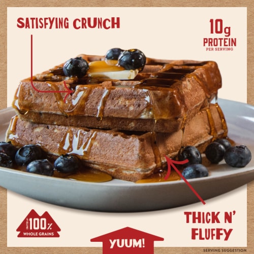 Kodiak Protein-Packed Blueberry Thick and Fluffy Frozen Power Waffles with 10g Protein Perspective: back