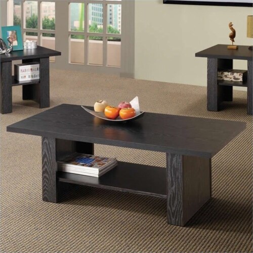 Bowery Hill 3 Piece Coffee Table Set in Black Oak Perspective: back