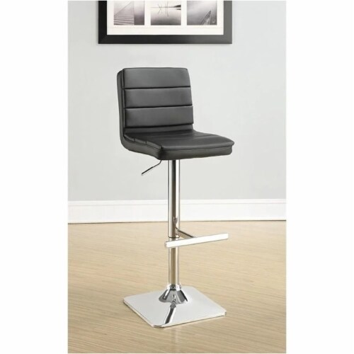 Bowery Hill 37'' Metal-Faux Leather Adjustable Bar Stool in Black (set of 2) Perspective: back