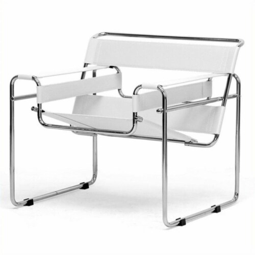 Atlin Designs Leather Accent Chair in White Perspective: back
