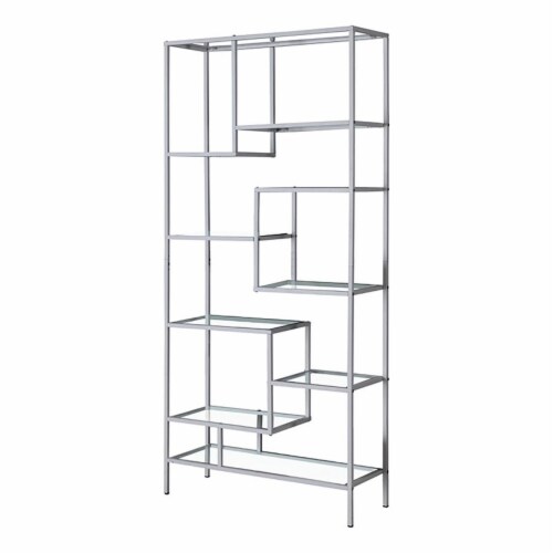 Atlin Designs Modern Metal/Glass Office/Bedroom Bookcase in Gray Perspective: back