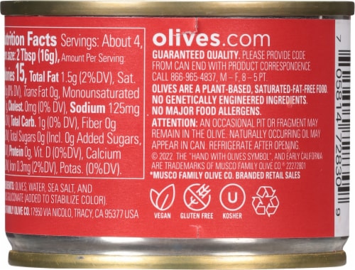 Early California® Sliced Ripe Olives Perspective: back