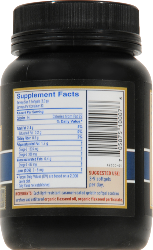 Barlean's Lignan Flax Oil Softgels 1000mg Perspective: back