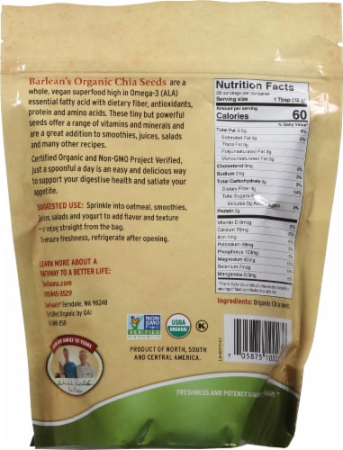 Barlean's Organic Chia Seeds Perspective: back