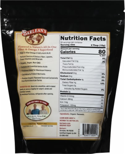 Barlean's Organic Forti-Flax Premium Ground Flaxseed Perspective: back