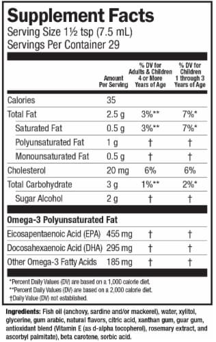 Barlean's Lipsmackin' Citrus Omega Pals High Potency Fish Oil Perspective: back