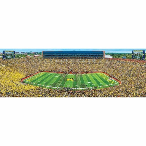 Masterpieces Michigan Wolverines - 1000 Piece Panoramic Jigsaw Puzzle - Center View Perspective: back