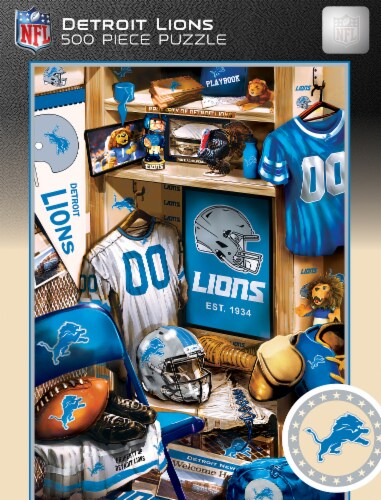 Masterpieces Detroit Lions Locker Room Jigsaw Puzzle Perspective: back