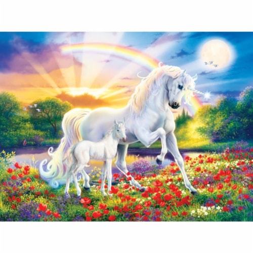 Bedtime Stories Unicorns 300 Piece Large EZ Grip Glow In The Dark Jigsaw Puzzle Perspective: back