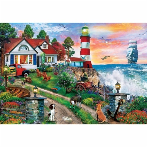 Masterpieces Ez Grip Lighthouse Keepers 1000 Piece Jigsaw Puzzle 34X23.5 Eco-Friendly Perspective: back