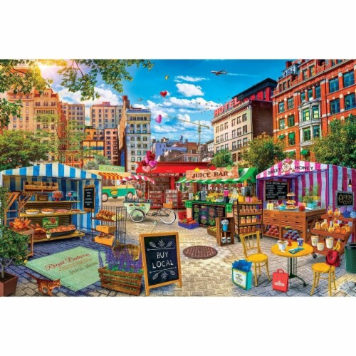 Masterpieces 5000 Piece Jigsaw Puzzle City Market Local Honey Flawed, 1
