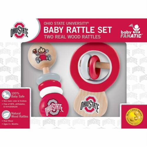 Classic Impressions Ohio State University® Wooden Baby Rattle Set Perspective: back