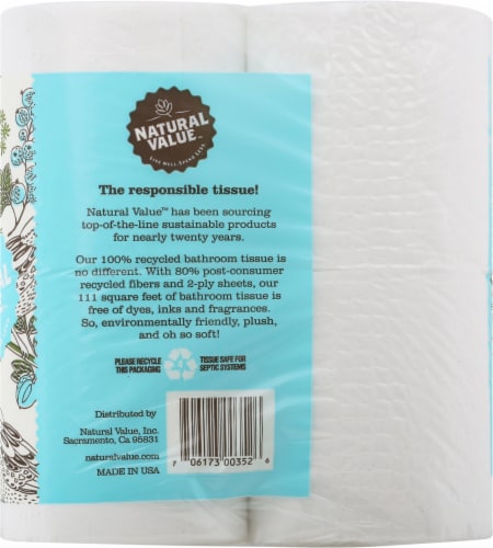 Natural Value 100% Recycled 2-ply Bathroom Tissue Perspective: back