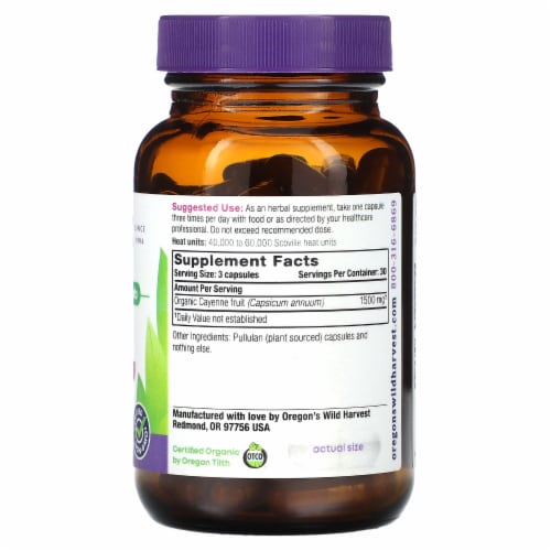 Oregon's Wild Harvest Cayenne Capsules Perspective: back