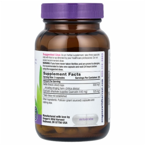 Oregon's Wild Harvest® Nettle Quercetin Support Vegetarian Capsules Perspective: back