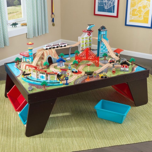 KidKraft 80 Piece Aero City Wooden Railroad Track Train Toy Playset Espresso 1 Piece Fry s Food Stores
