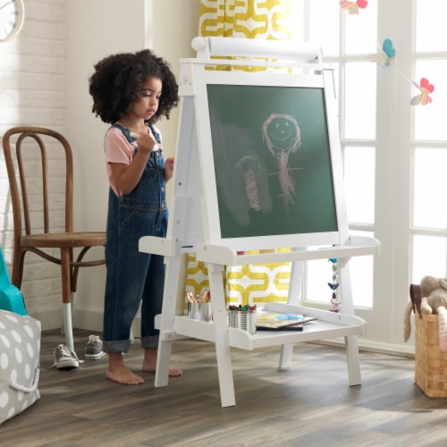 KidKraft Deluxe Wooden Easel - White Perspective: back