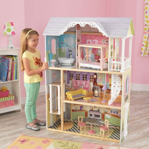 Kidkraft Kaylee 3 Level 4 Room Full Sized Wooden Dollhouse with 10 accessories 1 Piece Ralphs