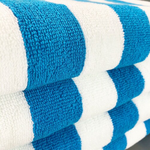 4-Pack: 30 x 60 Ultra-Soft 100% Cotton Striped Pool Cabana Hotel Beach Towels Perspective: back