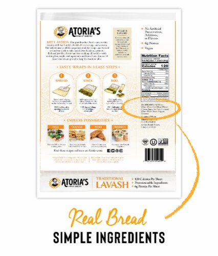 Traditional Lavash 10-Packs of 5 Sheets (50 Sheets) Perspective: back