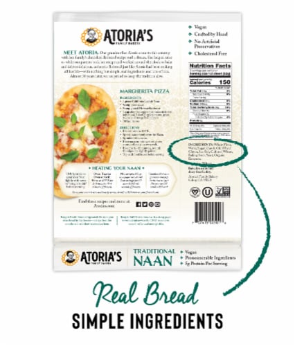 Traditional Naan 8-Packs of 2 Sheets (16 Sheets) Perspective: back