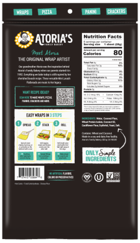 Cauliflower & Coconut Mini Lavash Flatbread 4-Packs of 6 Flatbread (24 Flatbread) Perspective: back