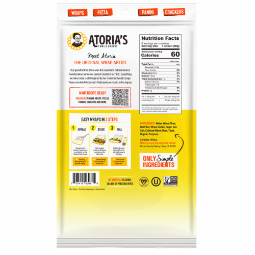 Traditional Mini Lavash Flatbread 8-Packs of 6 Flatbread (48 Flatbread) Perspective: back