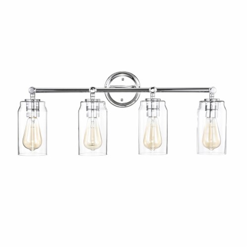 Lighting JOYCE Contemporary 4 Light Chrome Bath Vanity Fixture 28 Width Perspective: back
