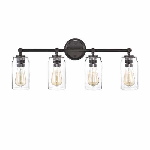 Lighting JOYCE Contemporary 4 Light Rubbed Bronze Bath Vanity Fixture 28  Width Perspective: back