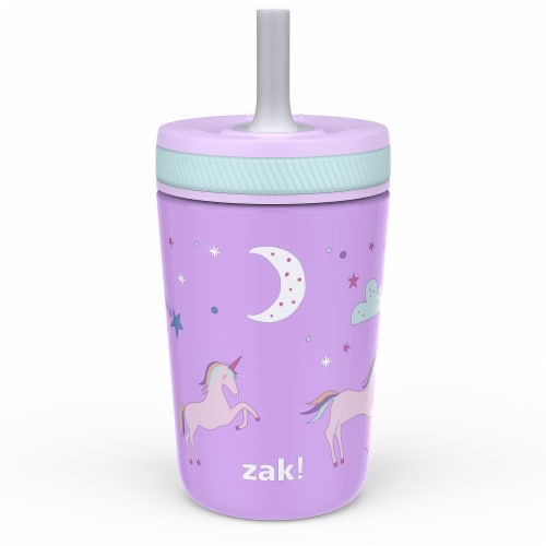 Fanciful Unicorn Antimicrobial Stainless Steel Double Wall Vacuum Leakproof Straw Kelso Tumbler Perspective: back