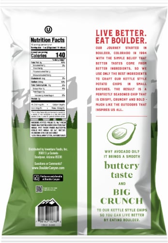 Boulder Canyon® Avocado Oil Malt Vinegar and Sea Salt Kettle Potato Chips Perspective: back