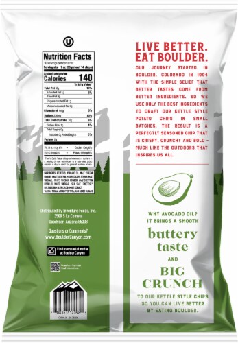 Boulder Canyon® Avocado Oil Malt Vinegar and Sea Salt Kettle Potato Chips Perspective: back