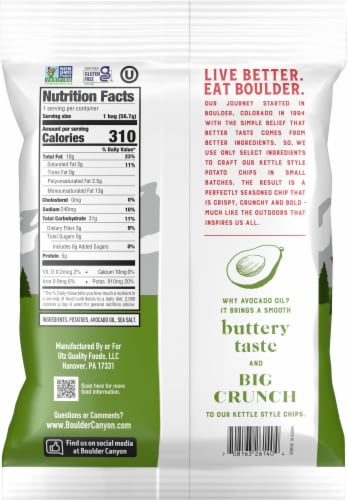 Boulder Canyon® Avocado Oil Classic Sea Salt Kettle Style Potato Chips Perspective: back