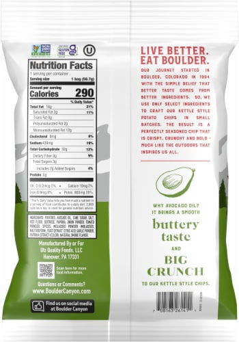 Boulder Canyon® Avocado Oil Hickory Barbecue Kettle Style Potato Chips Perspective: back