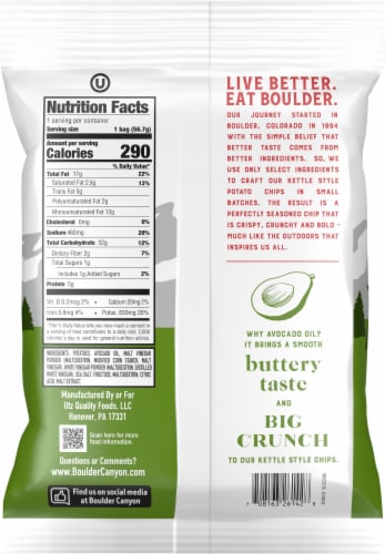 Boulder Canyon® Avocado Oil Malt Vinegar & Sea Salt Kettle Style Potato Chips Perspective: back