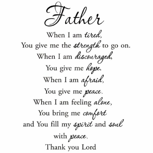 VWAQ Father When I am Tired Faith Quotes Wall Decals Perspective: back