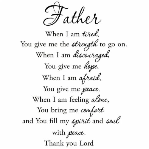 VWAQ Father When I am Tired Faith Quotes Wall Decals Perspective: back