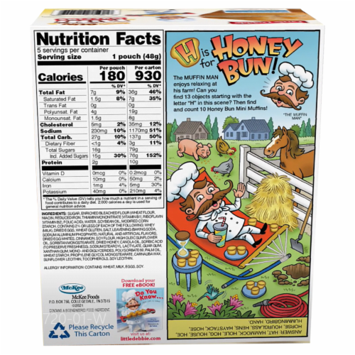 Honey Bun Mini Muffins, 4 Boxes, 20 Travel Pouches of Bite Size Muffins Perspective: back
