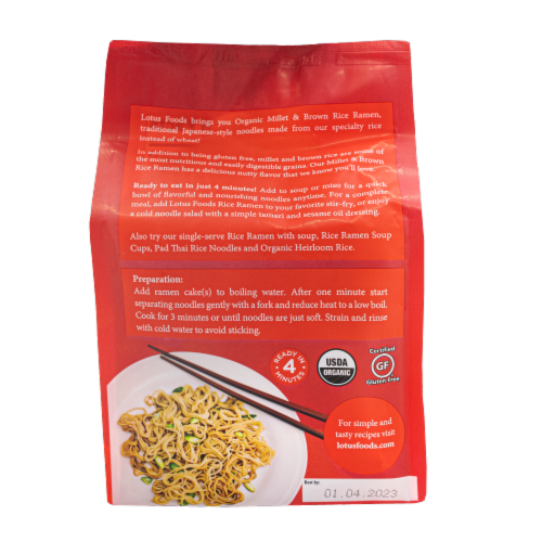 Lotus Foods Millet & Brown Rice Ramen Perspective: back