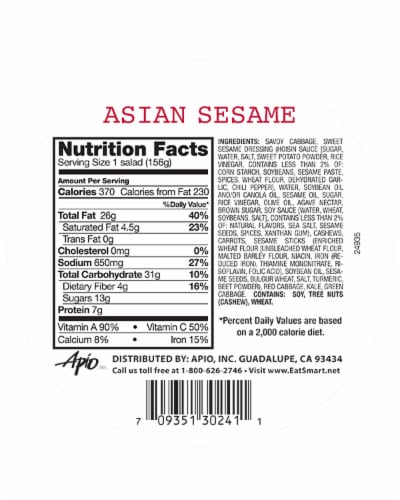 Eat Smart Shake Ups Asian Sesame Salad Bowl Perspective: back