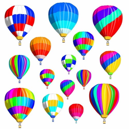 VWAQ Hot Air Balloons Vinyl Wall Decals for Kids Rooms Nursery Stickers Decor 15Pcs - TTC4-P Perspective: back