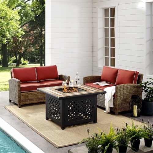 3 piece patio sales set with fire pit